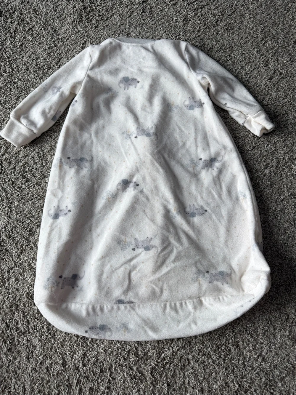Carter's Cream Sleep Sack with Subtle Gray Elephant Print 0-3M